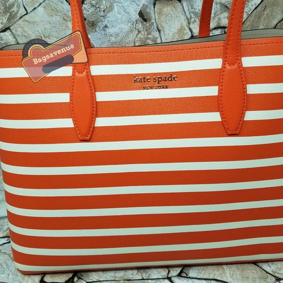 #bagsavenue FAST SHIPPING Large Tote All Day Sailing Stripe Tamarillo Kate Spade - Picture 8 of 11